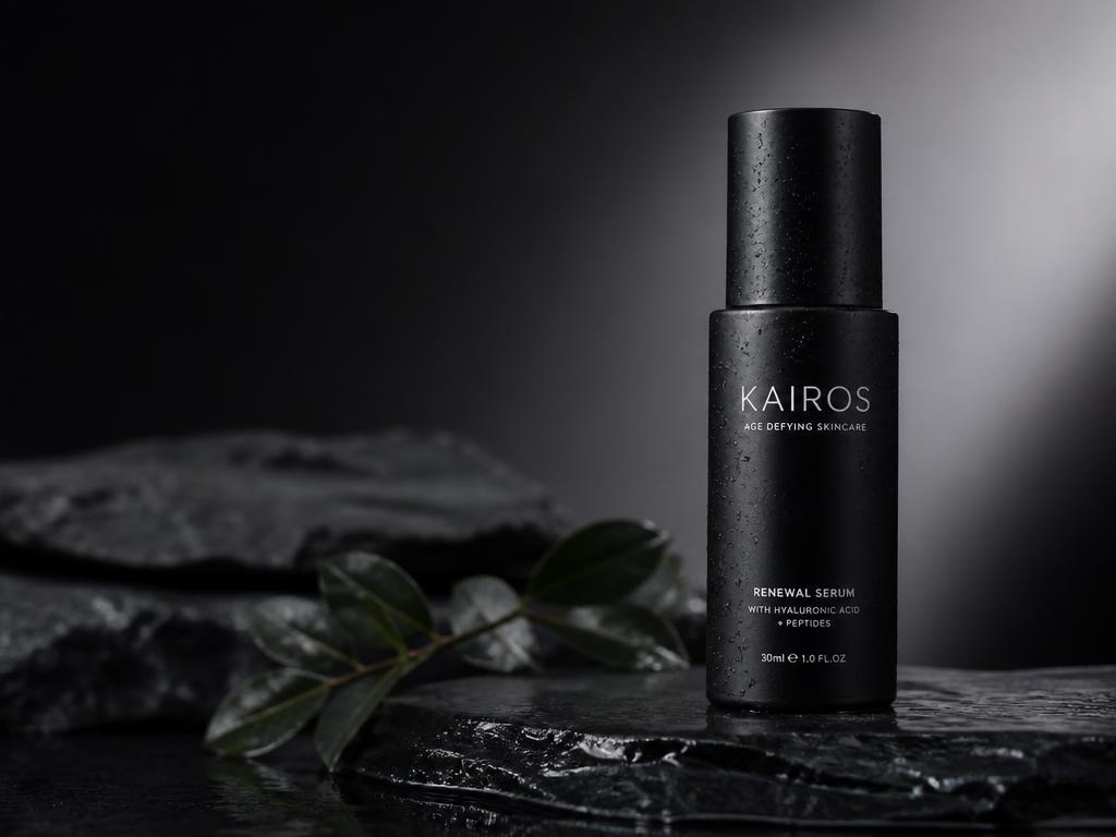 Premium black skincare bottle product advertisement still